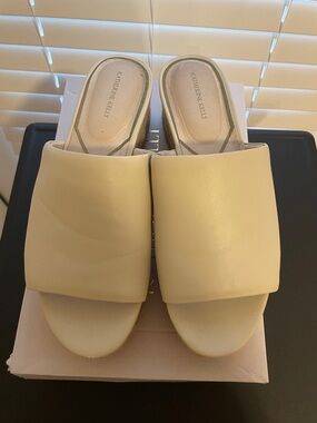 Katherine Kelly Cream Slide Mules
